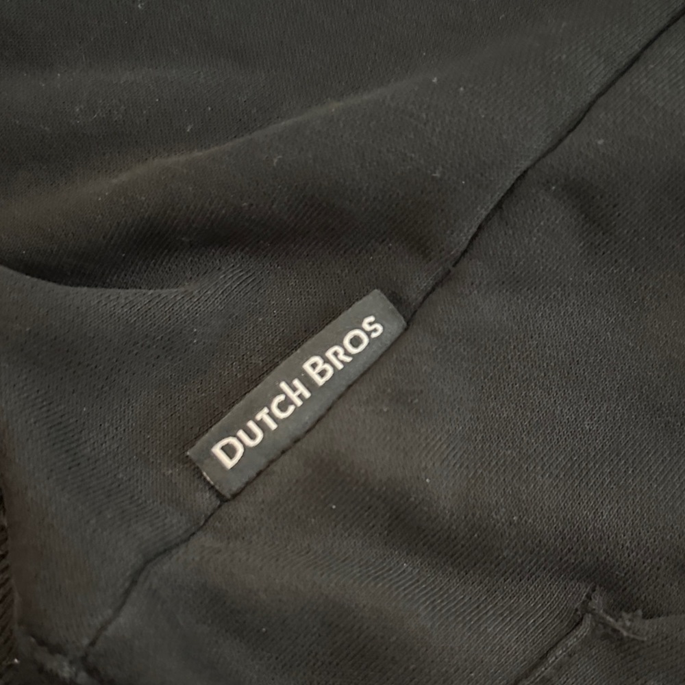 Dutch Bros Black Hoodie with White Sleeve Print - Picture 4 of 5